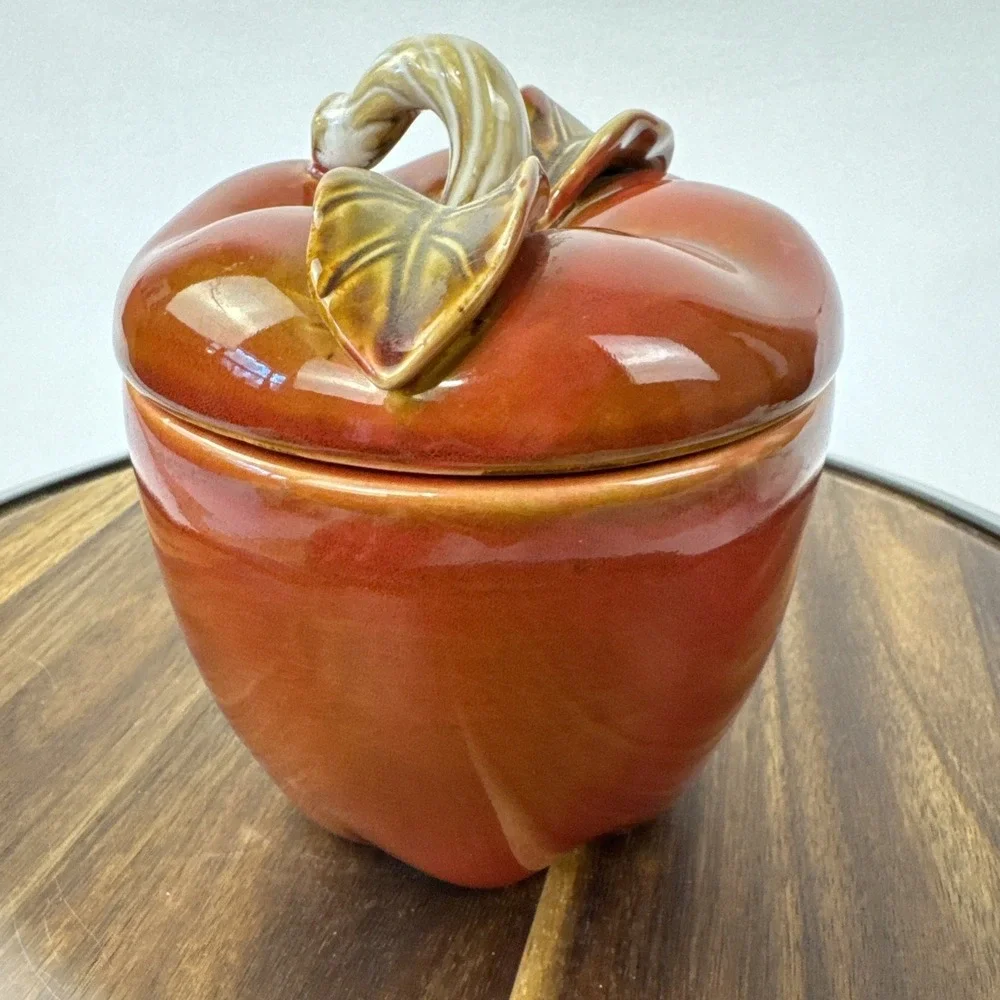 The‎ Mercantile Apple Canister Small Red Ceramic Kitchen Storage Jar Decor